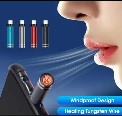 USB - c Mini Lighter tungsten Wire Blow -to- Ignite Safety For