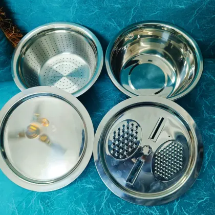 4 In 1 Multifunctional Stainless Steel Basin With Vegetable Cutter with Drain Basket