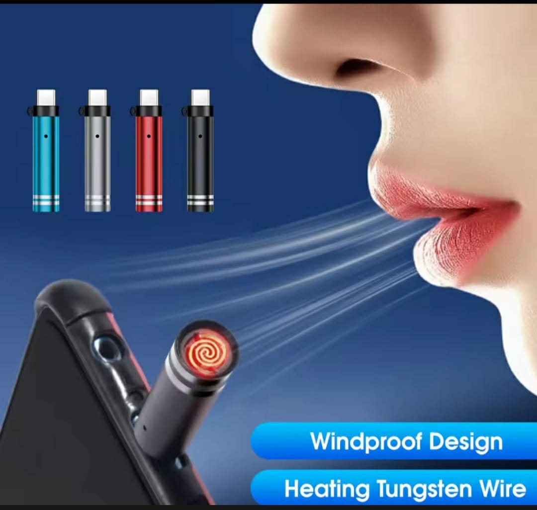 USB - c Mini Lighter tungsten Wire Blow -to- Ignite Safety For
