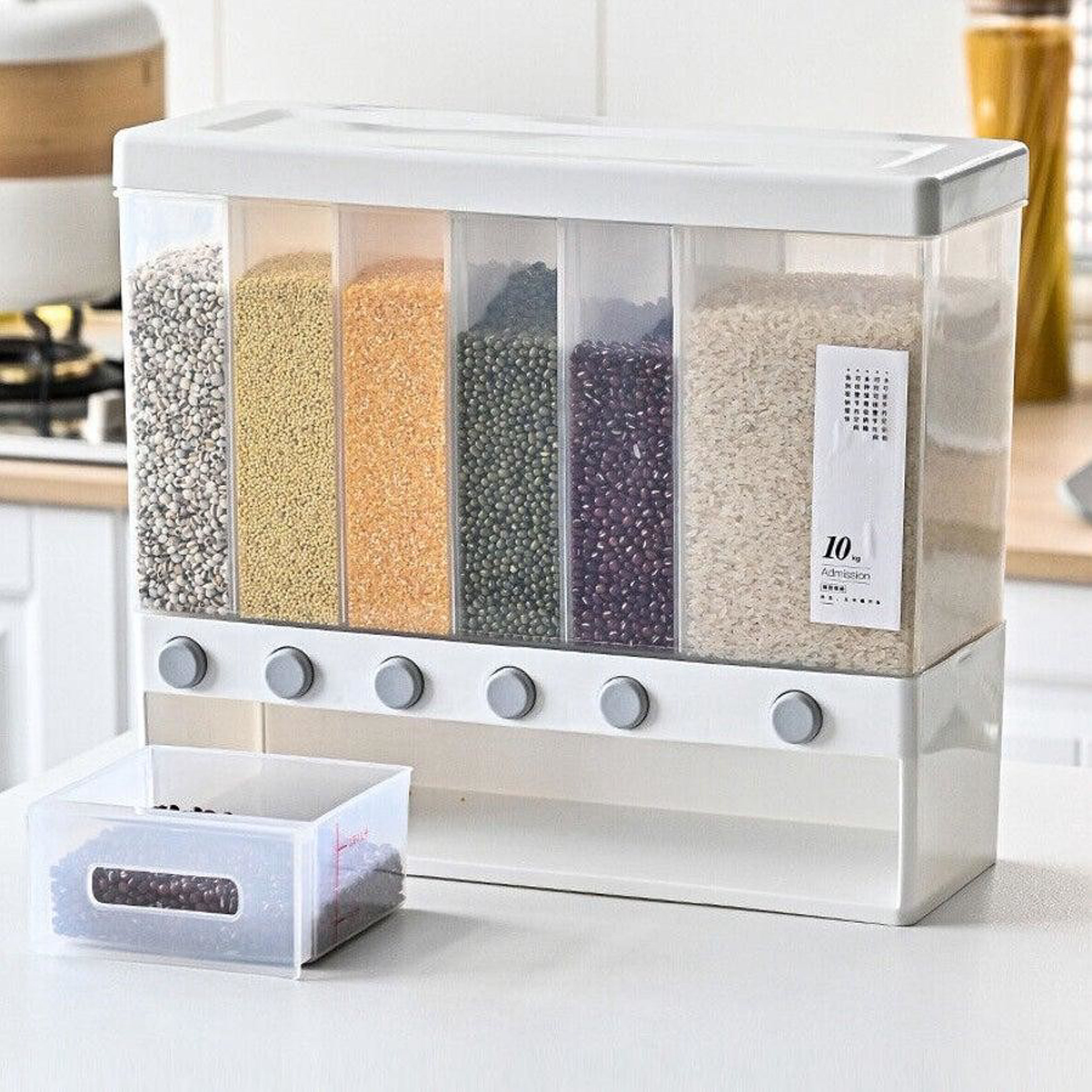 10 kg Kitchen Storage Box – 6 Grid Dry Food Dispenser